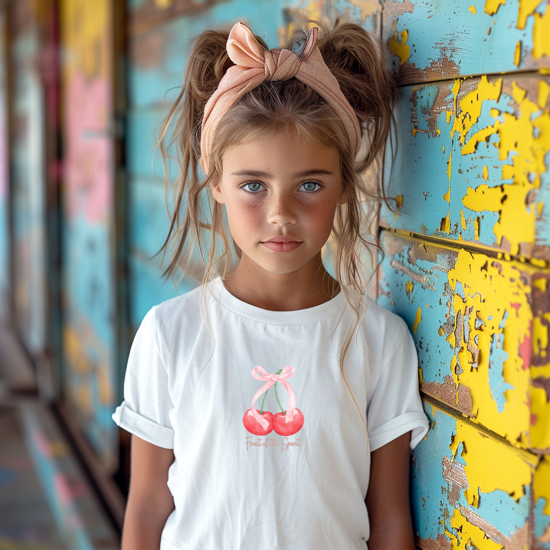 Cherry Bow- "Fruit of the Spirit" (Kids)- WHITE
