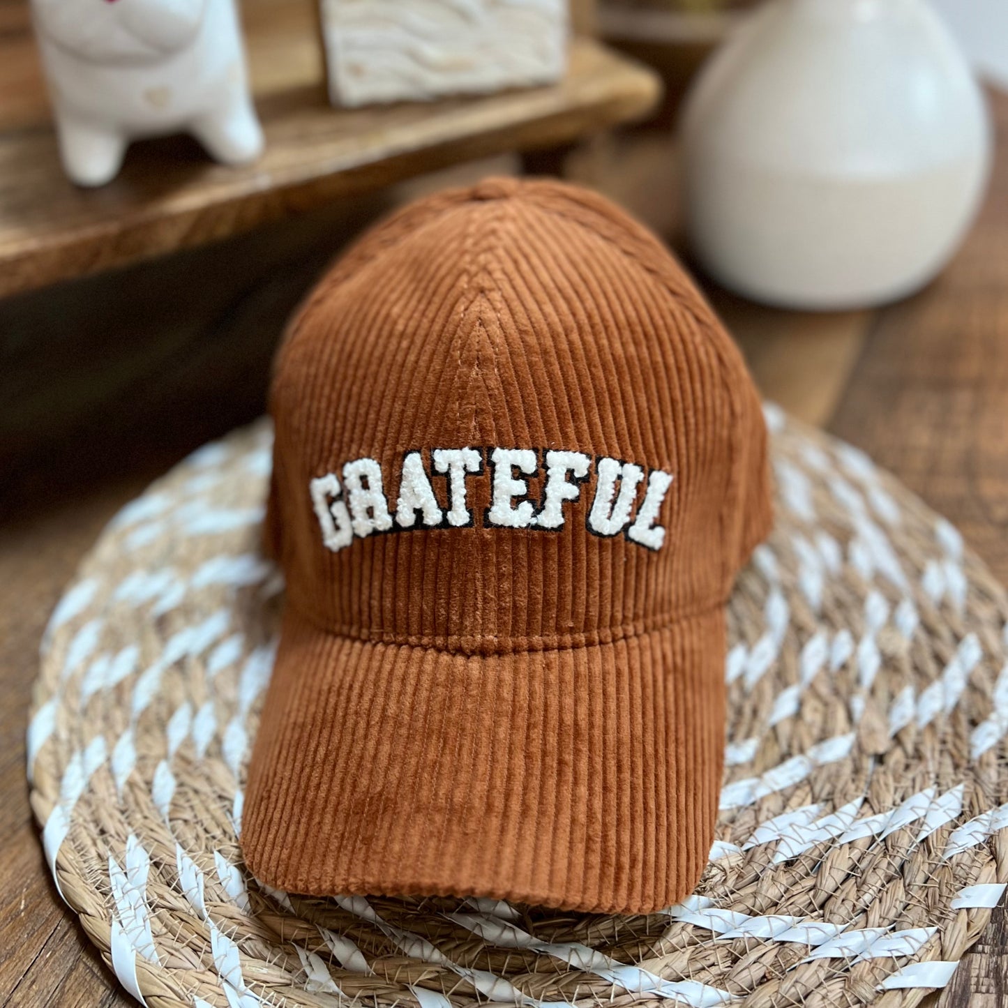 BLESSED OR GRATEFUL CORDUROY HAT