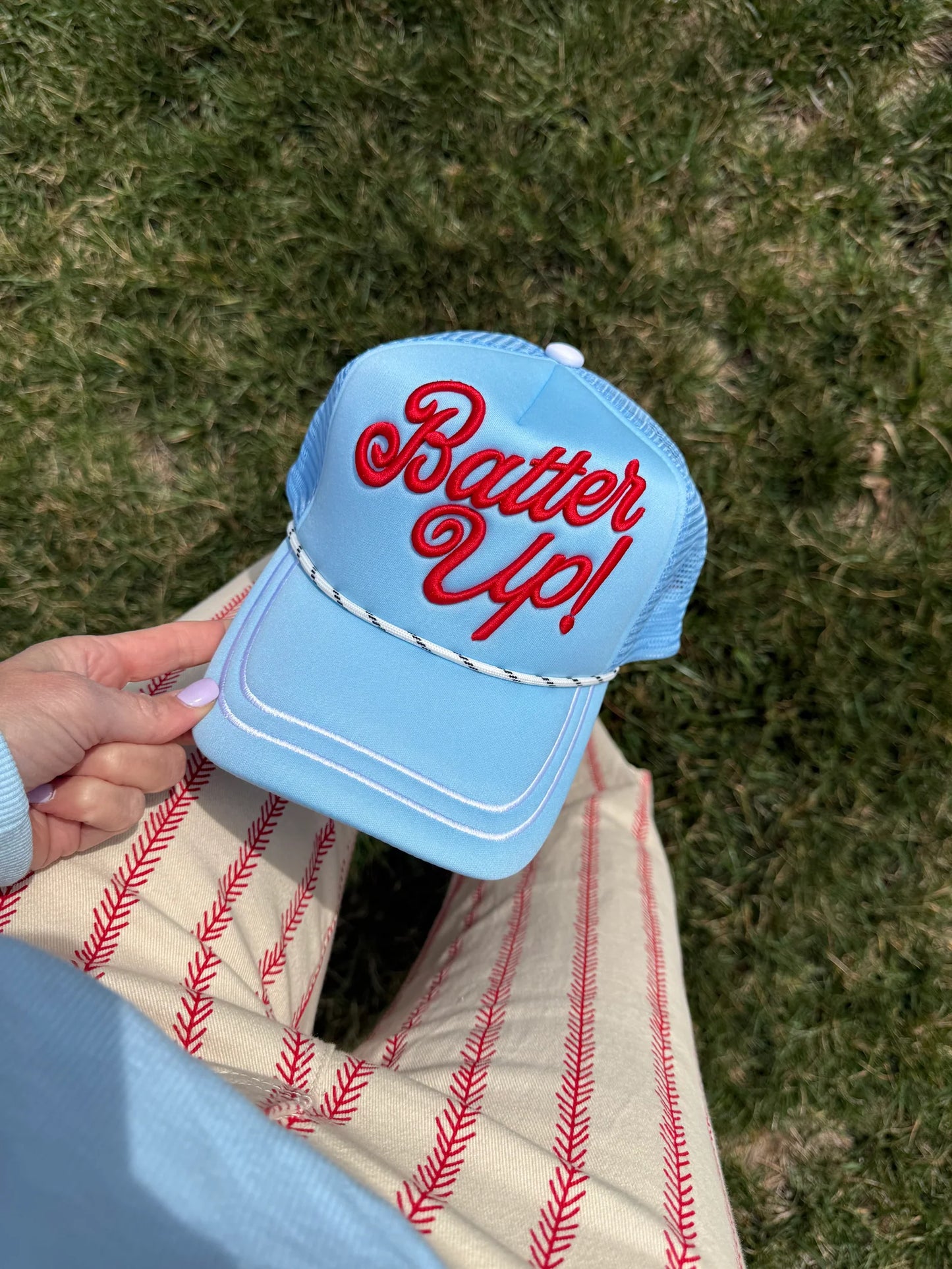 Hat- BATTER UP (powder blue)