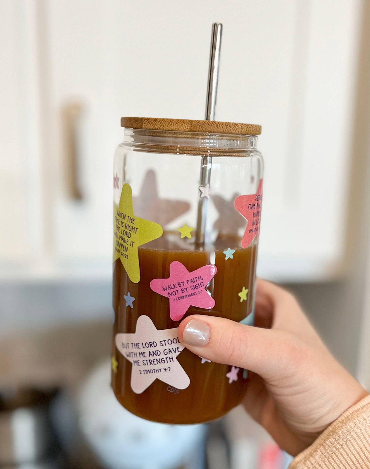Star Bible Verse Glass Cup