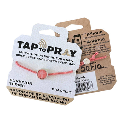 Tap To Pray® Survivor Series Bracelet: Adjustable Rope and Cross Bracelet