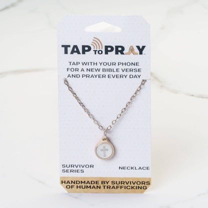 Tap To Pray® Survivor Series Necklace: Silver + Cross