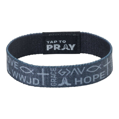 Tap To Pray® Wristband – Symbols of Faith - Grey