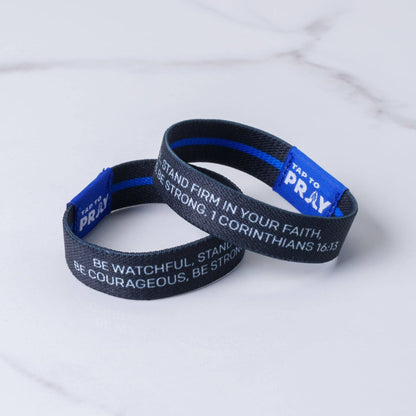 Tap To Pray® Wristband – First Responders - Law Enforcement black/blue