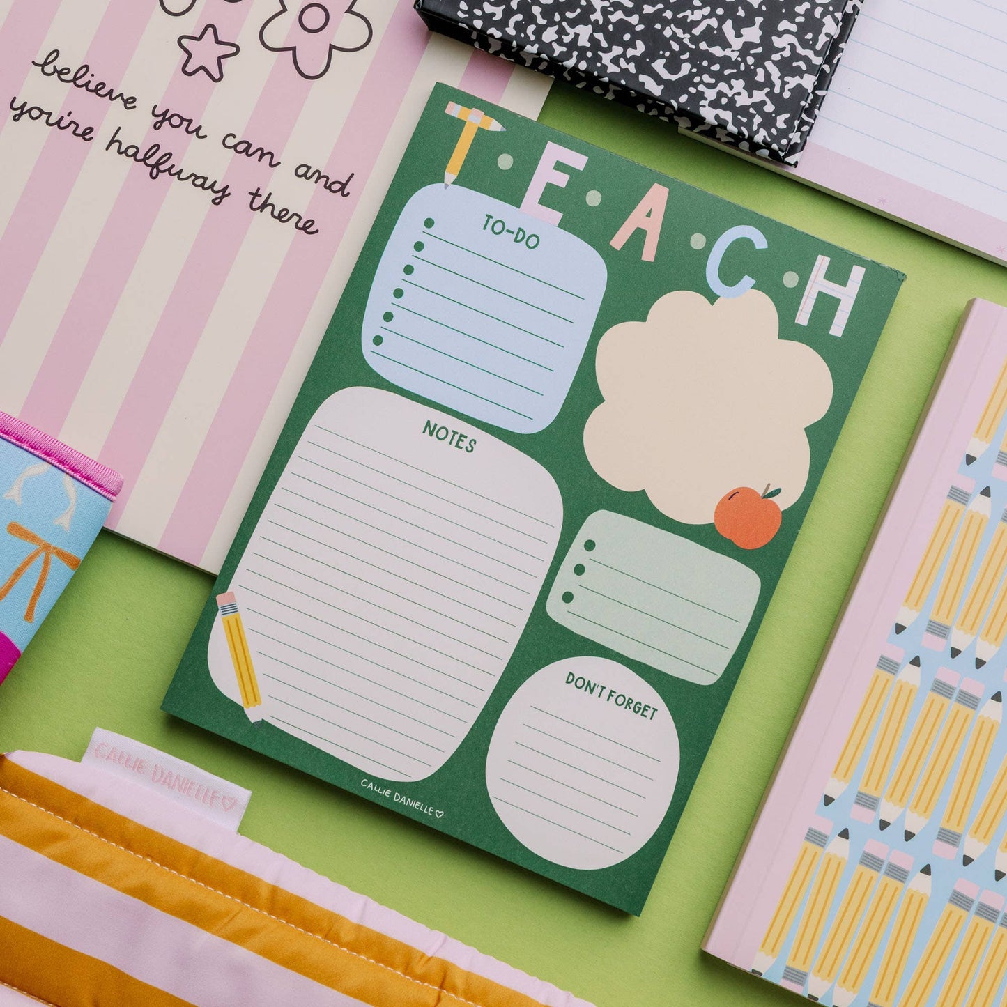Teach School-Themed Daily Planner 6x8 To Do Notepad