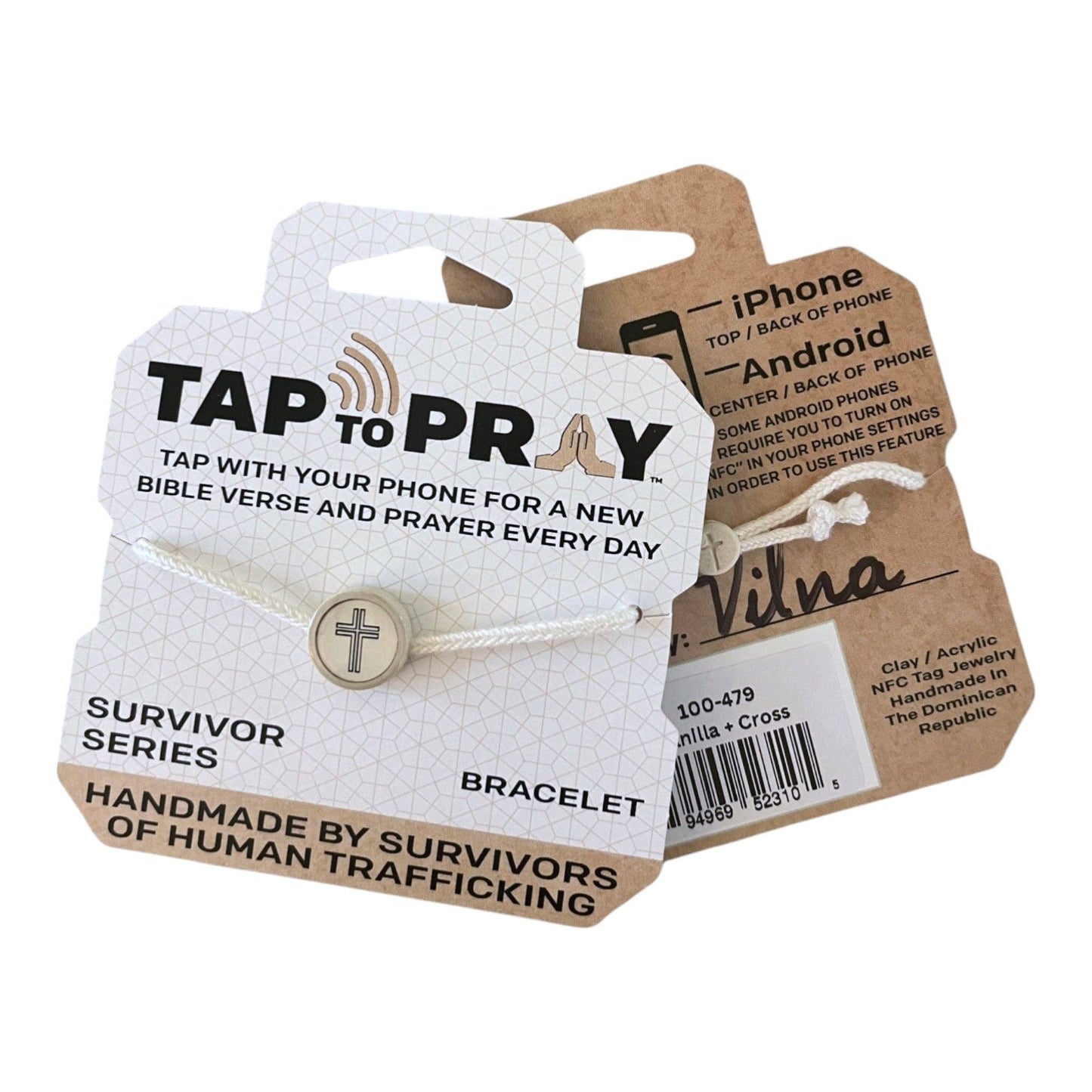 Tap To Pray® Survivor Series Bracelet: Adjustable Rope and Cross Bracelet