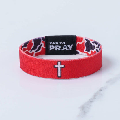 Tap To Pray® Wristband – Team Camo - Red & Black