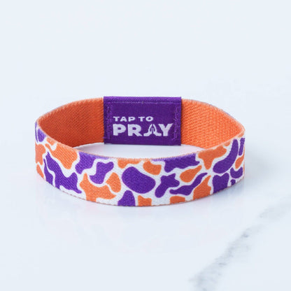 Tap To Pray® Wristband – Team Camo - Orange & Purple
