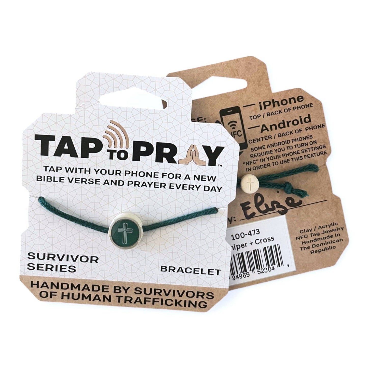 Tap To Pray® Survivor Series Bracelet: Adjustable Rope and Cross Bracelet