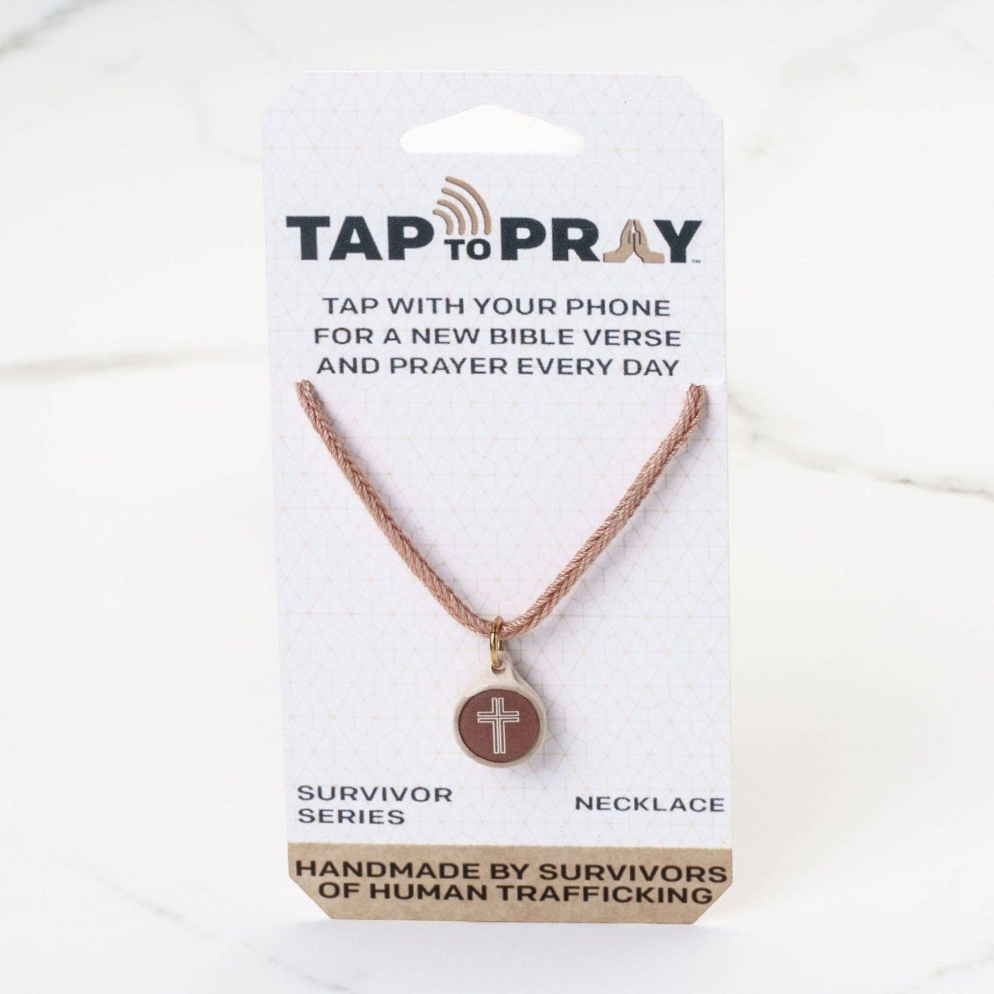 Tap To Pray® Survivor Series Necklace: Silver + Cross