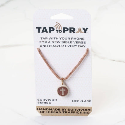 Tap To Pray® Survivor Series Necklace: Silver + Cross