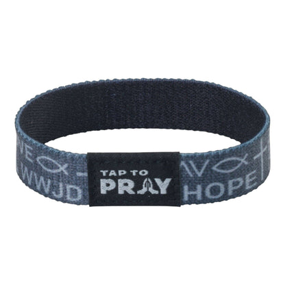 Tap To Pray® Wristband – Symbols of Faith - Grey