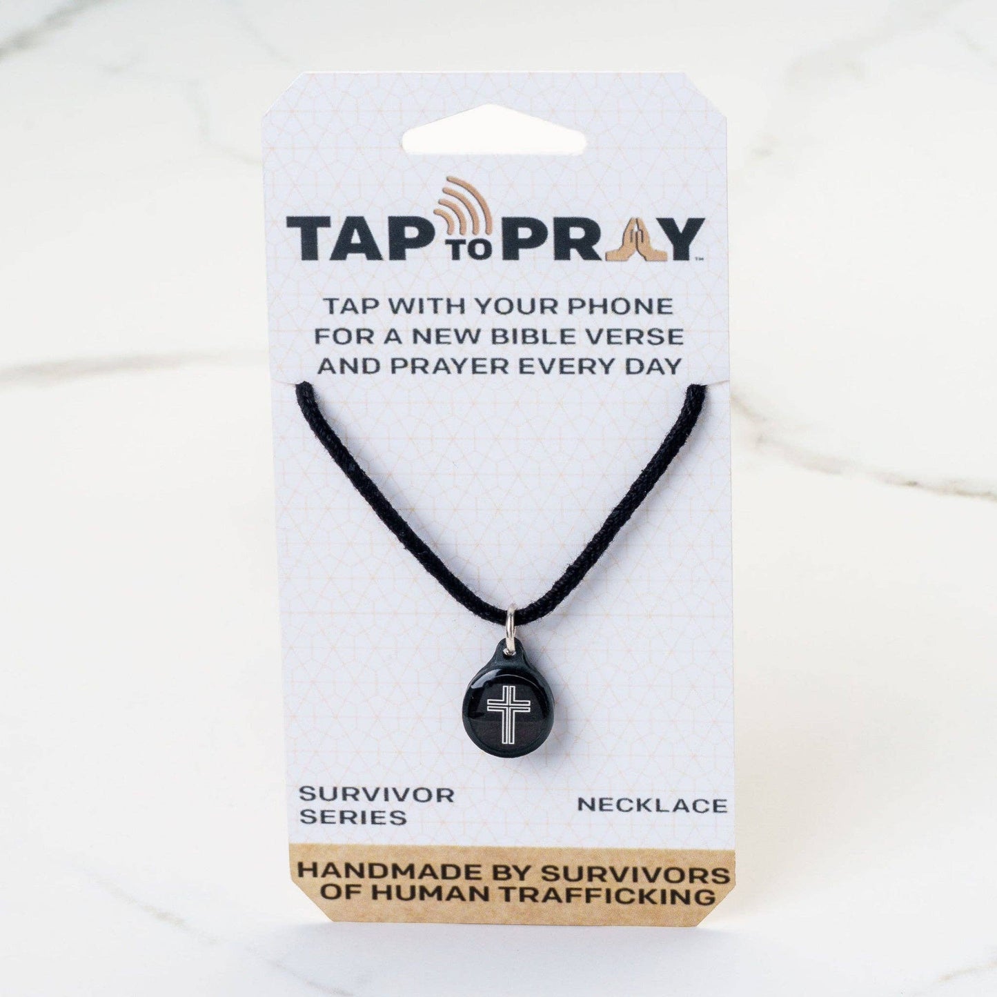 Tap To Pray® Survivor Series Necklace: Silver + Cross