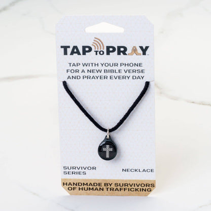 Tap To Pray® Survivor Series Necklace: Silver + Cross