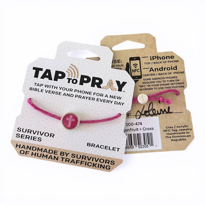 Tap To Pray® Survivor Series Bracelet: Adjustable Rope and Cross Bracelet