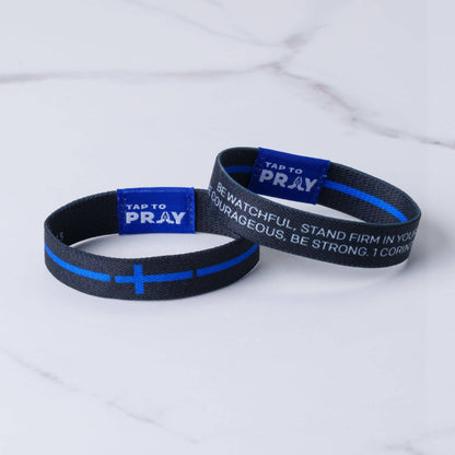 Tap To Pray® Wristband – First Responders - Law Enforcement black/blue