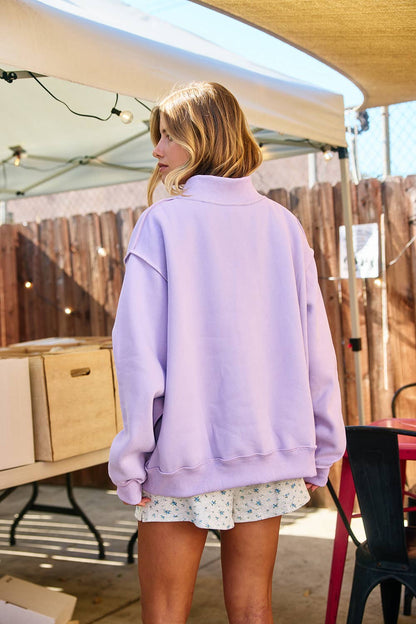 JESUS-Embroidered Mock Neck Sweatshirt : Bright Sage