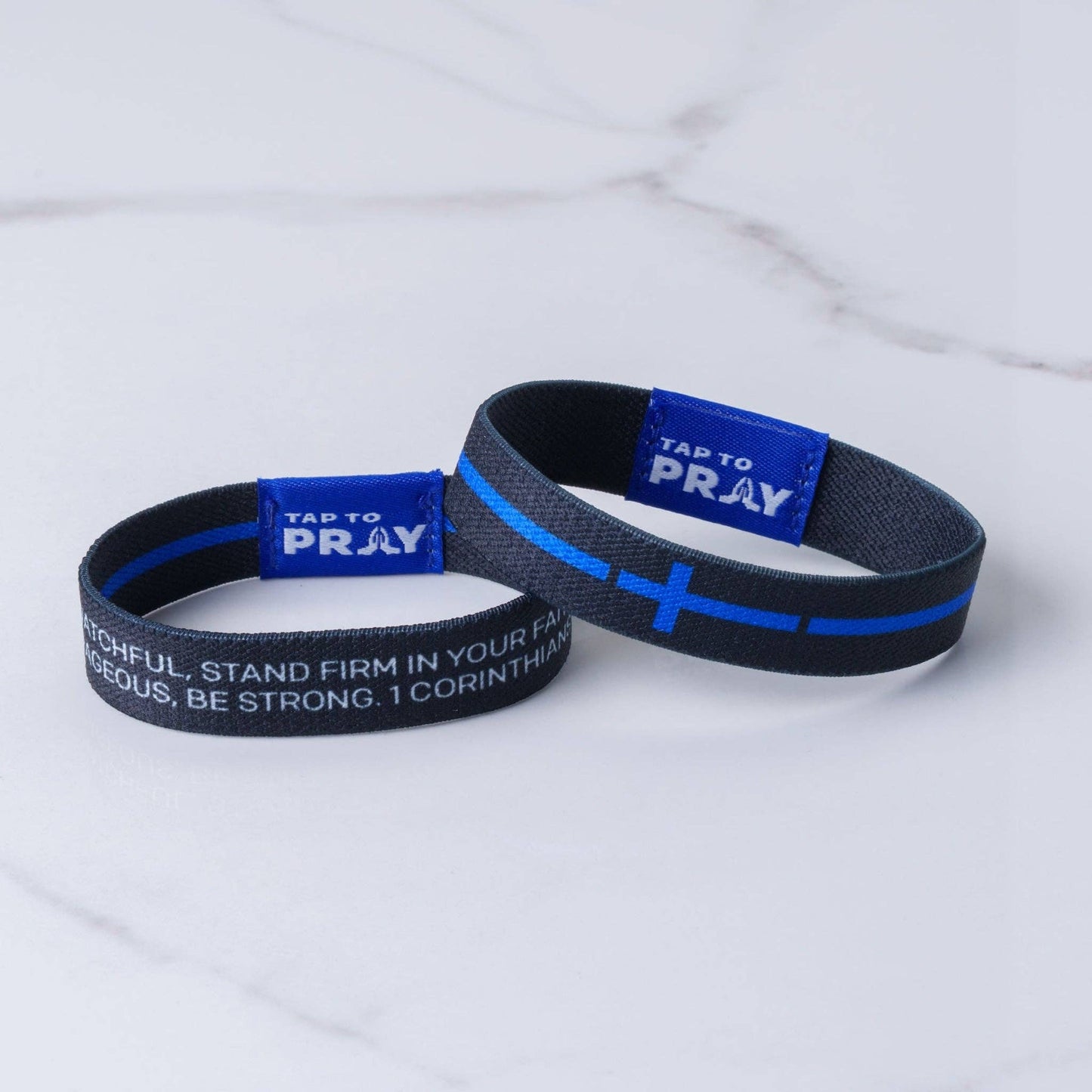 Tap To Pray® Wristband – First Responders - Law Enforcement black/blue