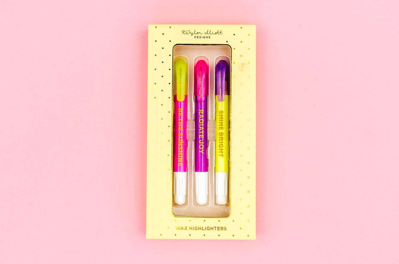 Wax Highlighter Set - Motivational - Asst Clrs - 3 Piece Set