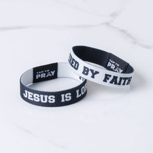Tap To Pray™ Wristbands - Jesus Is Lord: / Jesus is Lord / Powered by Faith