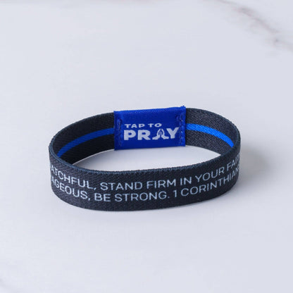 Tap To Pray® Wristband – First Responders - Law Enforcement black/blue