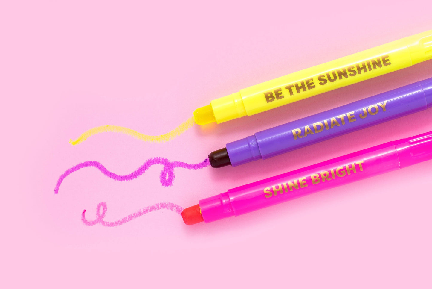 Wax Highlighter Set - Motivational - Asst Clrs - 3 Piece Set