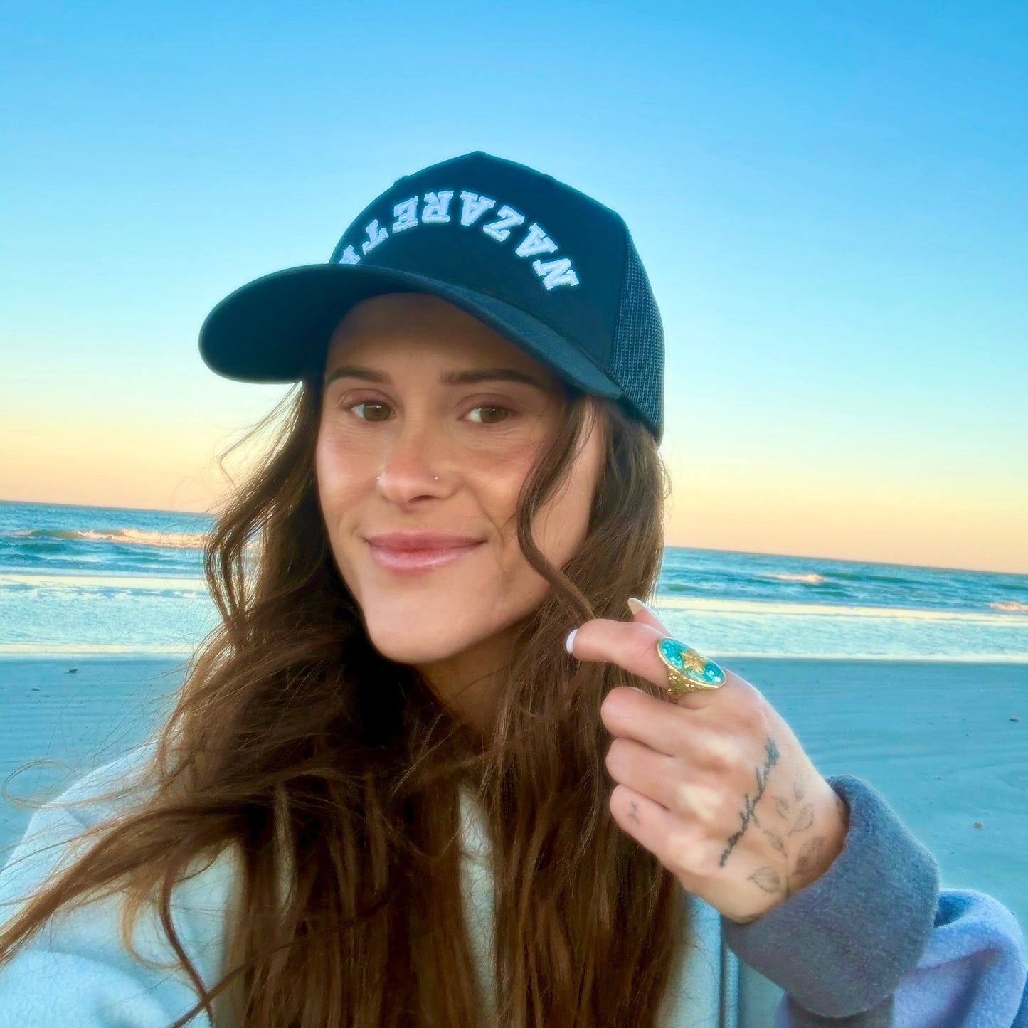 NAZARETH Reverse 3D Bubble Letter Hat- (Black Richardson) Good News