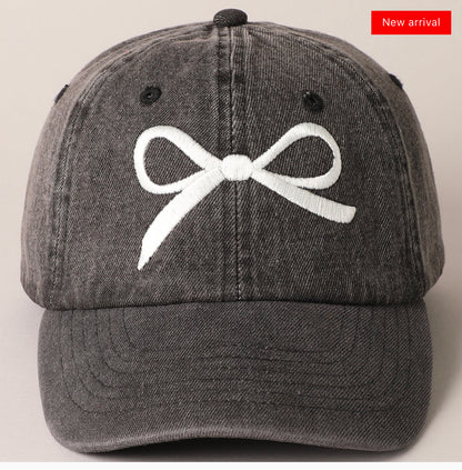 Large Bow Denim Baseball Hat