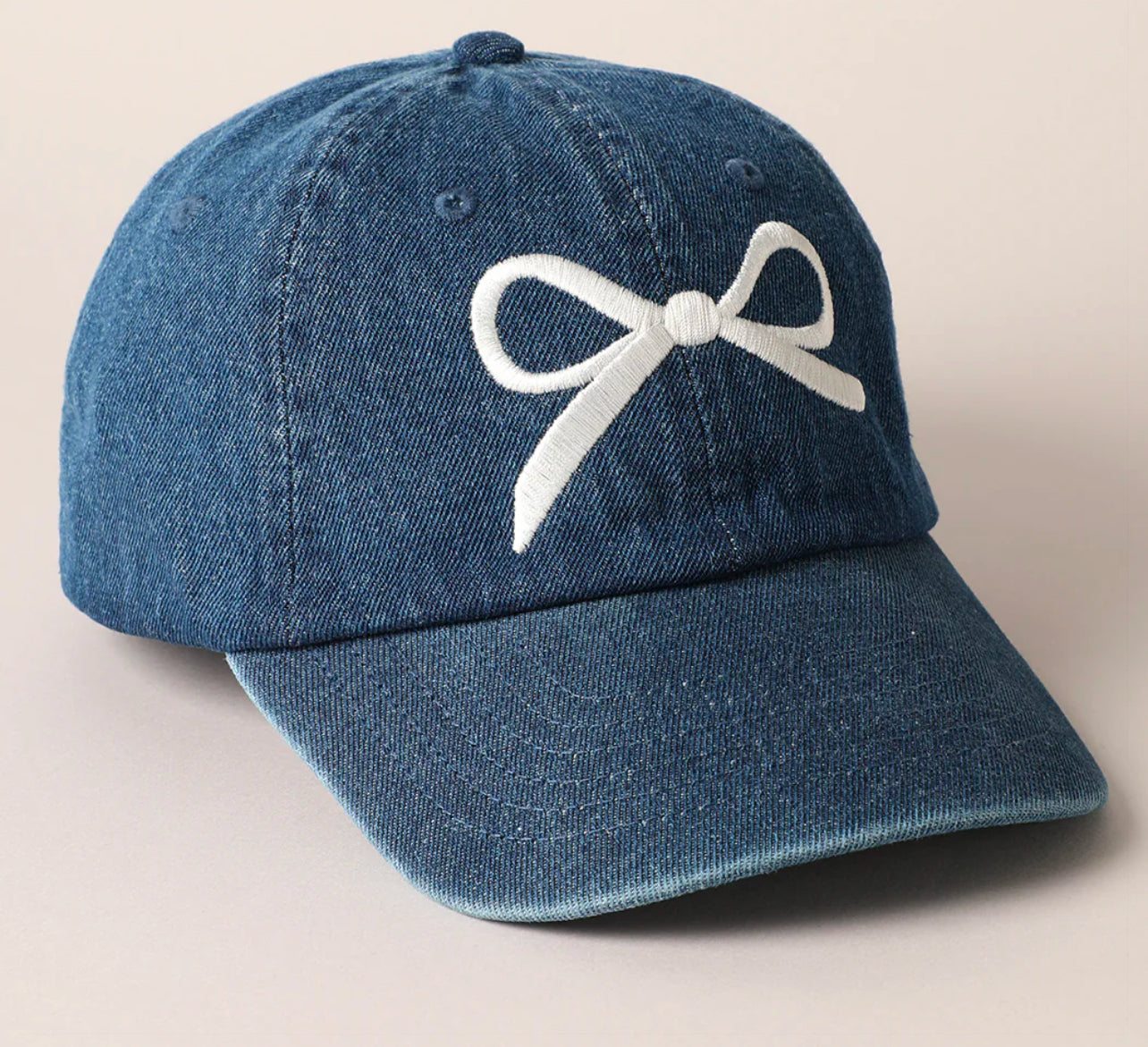 Large Bow Denim Baseball Hat