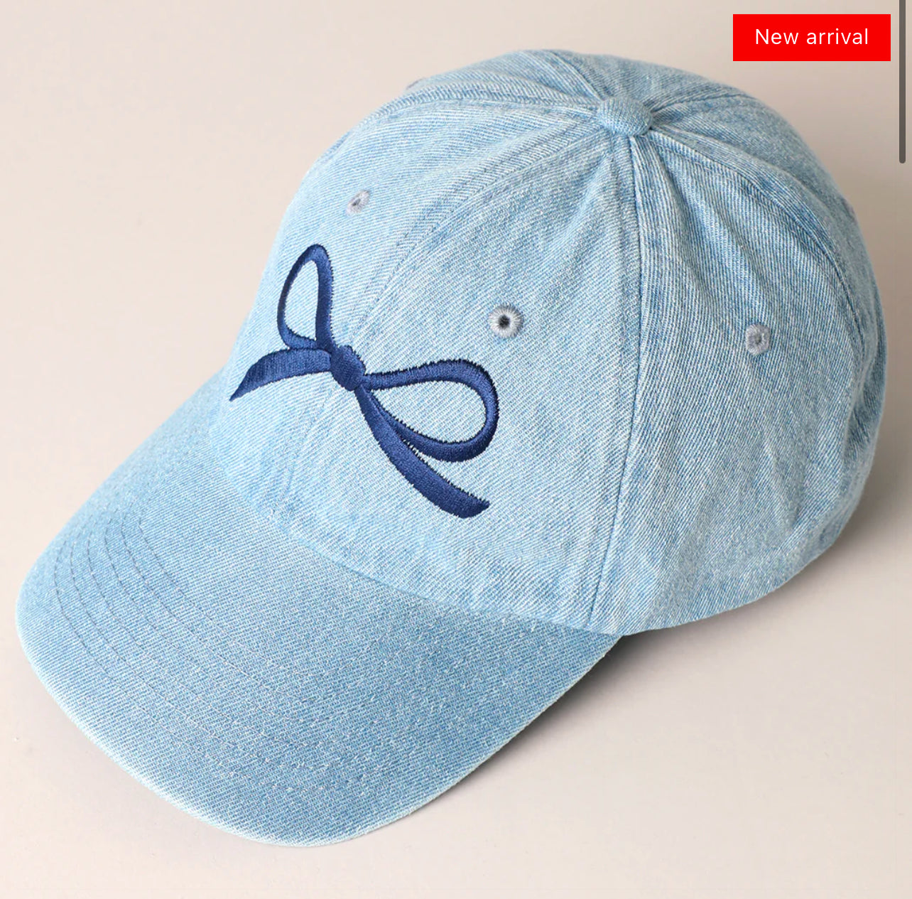 Large Bow Denim Baseball Hat