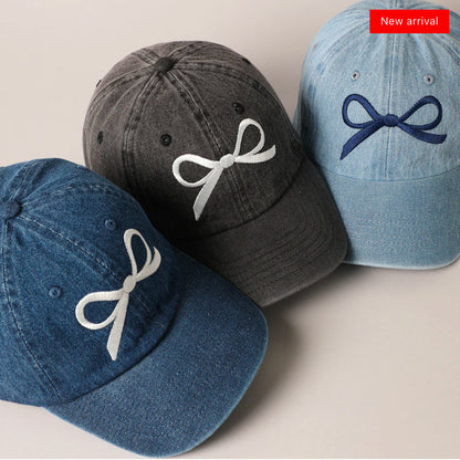 Large Bow Denim Baseball Hat