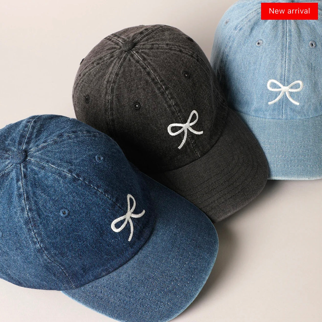 Small Bow Denim Baseball Hat