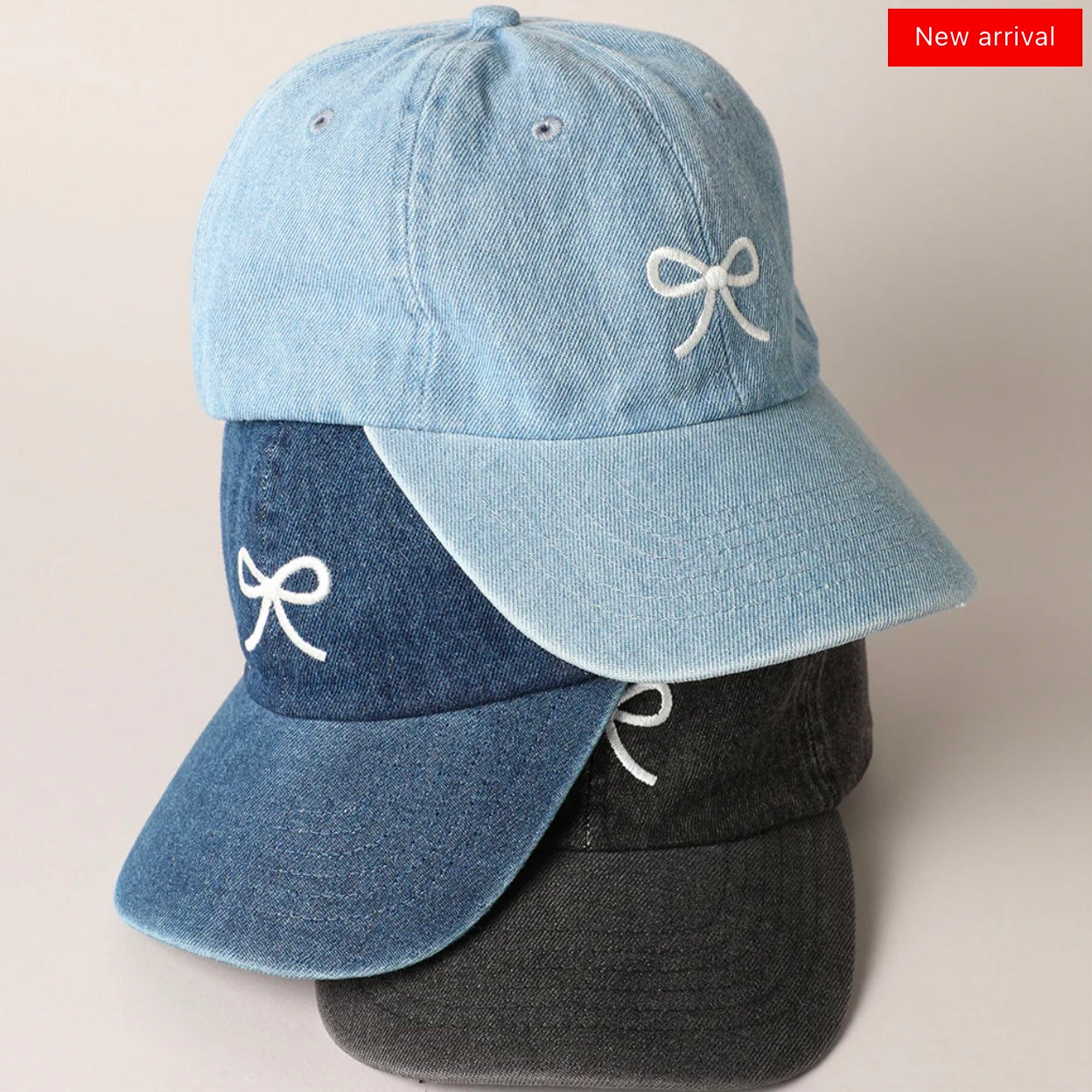 Small Bow Denim Baseball Hat