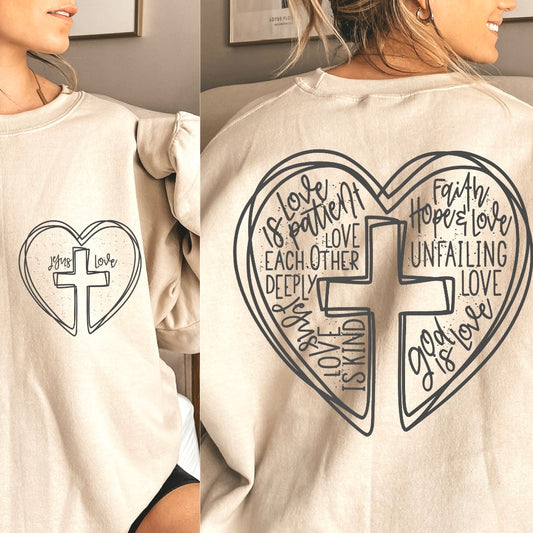 JESUS LOVE- CROSS IN HEART (Front/Back)