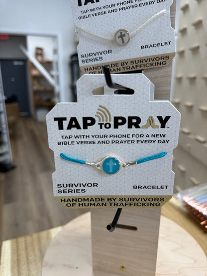 Tap To Pray® Survivor Series Bracelet: Adjustable Rope and Cross Bracelet