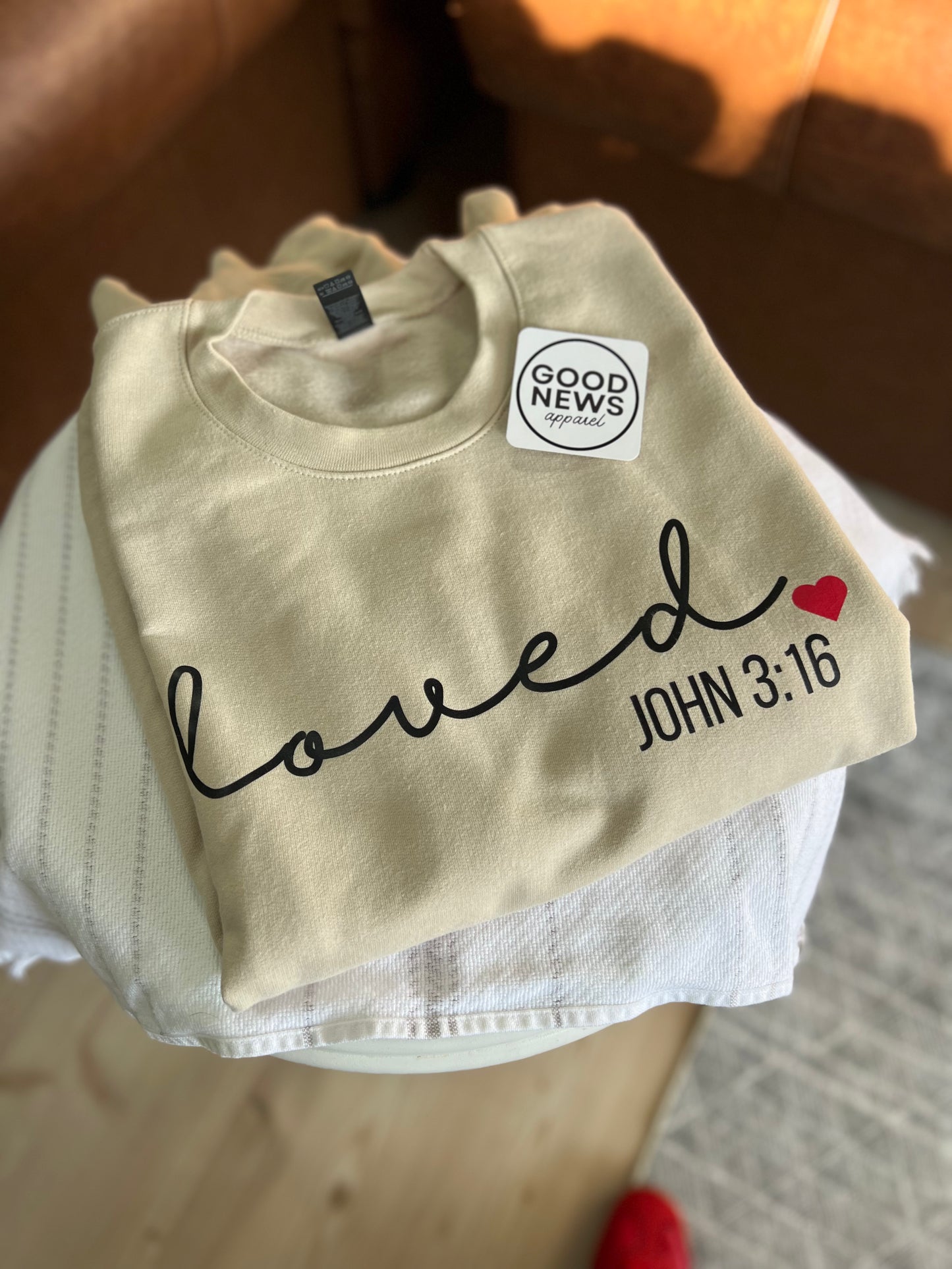 LOVED JOHN 3:16 with RED Heart, Sweatshirt