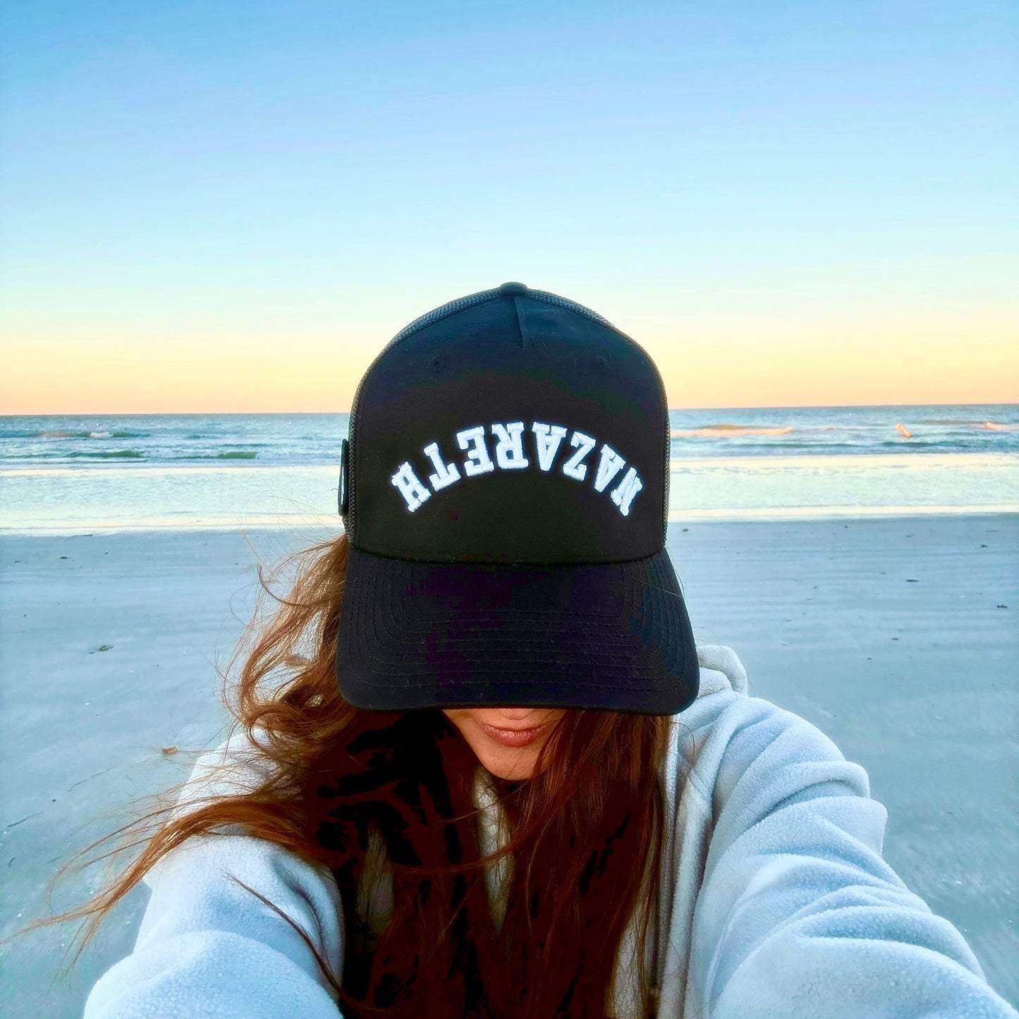 NAZARETH Reverse 3D Bubble Letter Hat- (Black Richardson) Good News