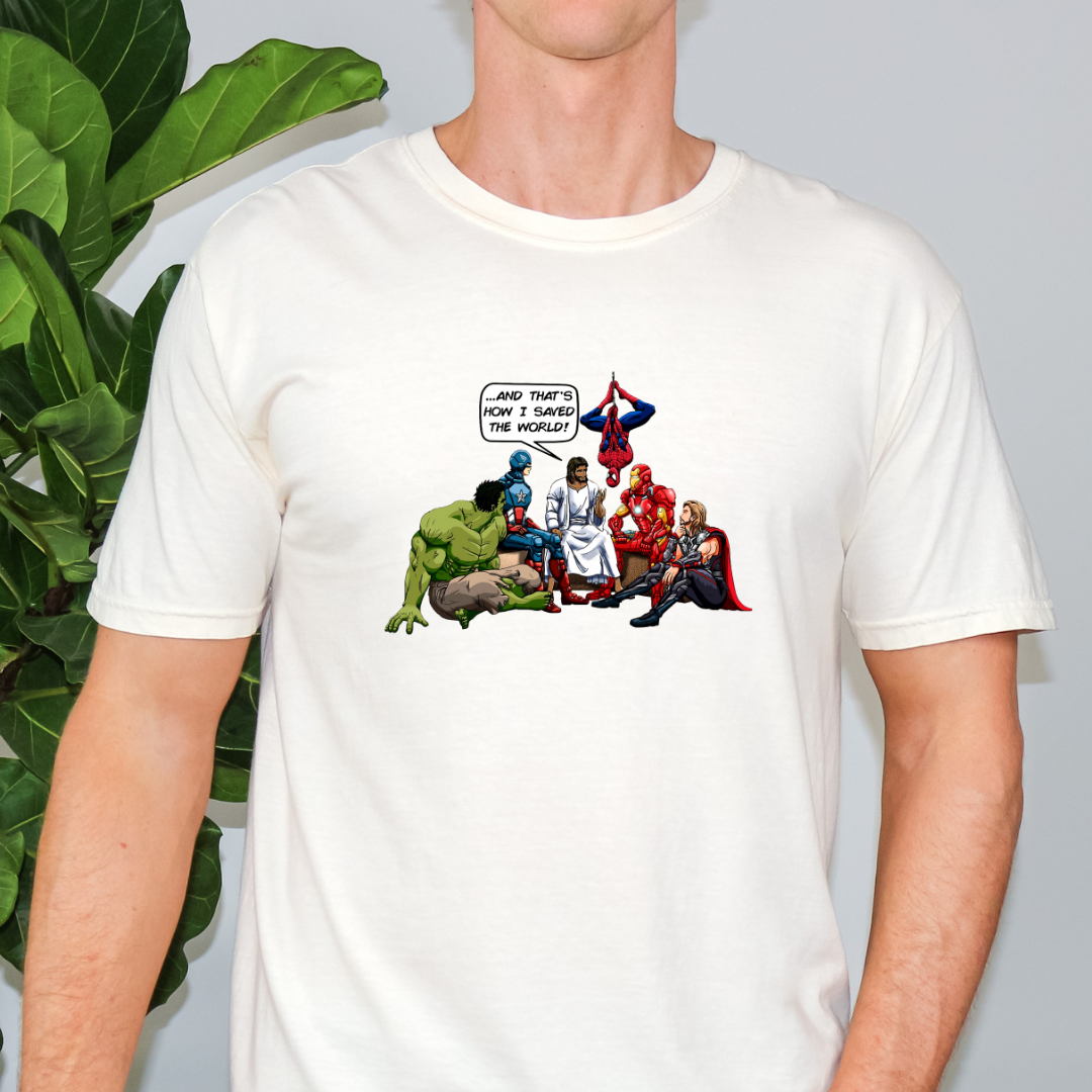 Jesus with Superheros "How I Saved the World"