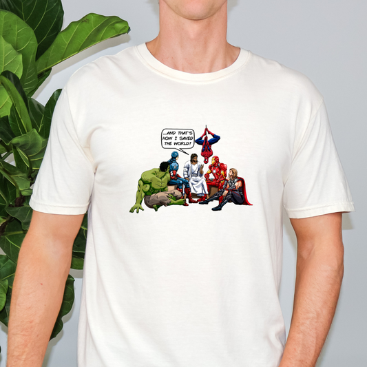 Jesus with Superheros "How I Saved the World"