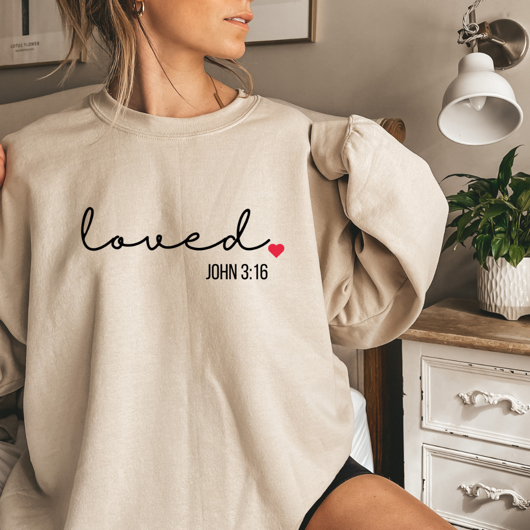 LOVE NEVER FAILS- 1 COR 13:8 SWEATSHIRT