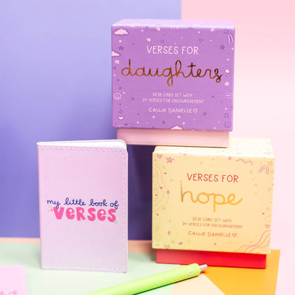 Verses for Daughters – Bible Verse Card Set + Display Stand