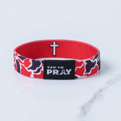 Tap To Pray® Wristband – Team Camo - Red & Black