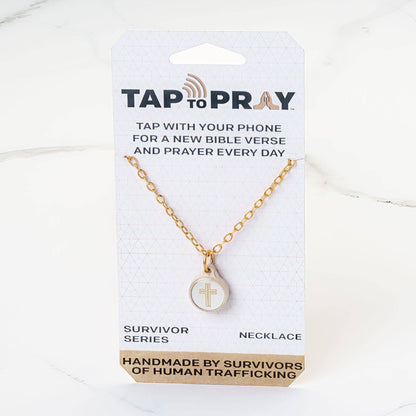 Tap To Pray® Survivor Series Necklace: Silver + Cross