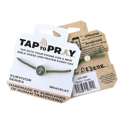 Tap To Pray® Survivor Series Bracelet: Adjustable Rope and Cross Bracelet