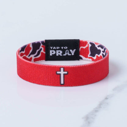 Tap To Pray® Wristband – Team Camo - Red & Black