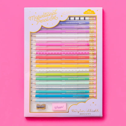 Pencil Set - Motivational - Asst Colors - 22 Pcs